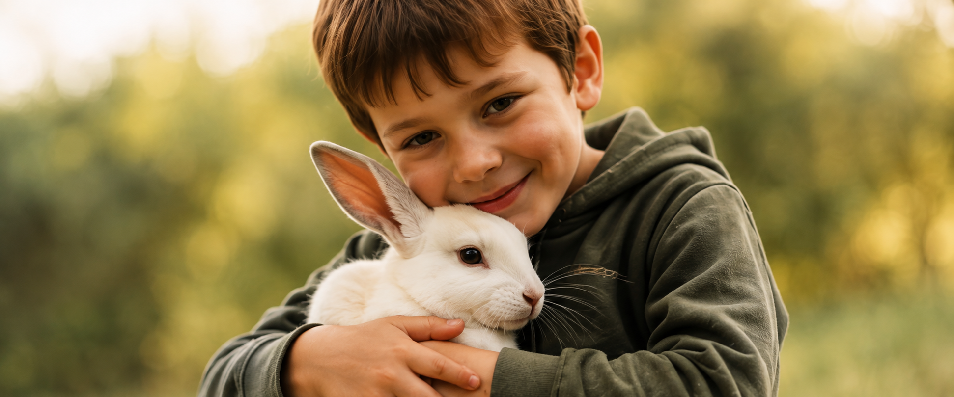 Child holding a rabbit